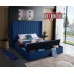 IF-5721 Queen size bed Blue Velvet Fabric with 3 Storage Benches (Online only)