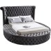 IF-5770 Queen, King size bed Grey Velvet Fabric with 3 Storage Benches (Online only)