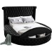 IF-5773 Queen, King size bed Black Velvet Fabric with 3 Storage Benches (Online only)