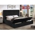 IF-5793 Queen, King Bed Black Velvet Fabric with 3 Storage Benches (Online only)