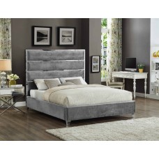 IF-5880 Grey Velvet Queen, King size bed. (Online only)