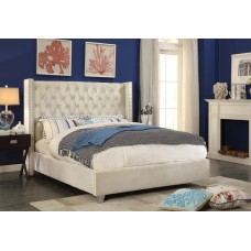 IF-5892 Creme velvet Double, Queen, King size bed. (online only)