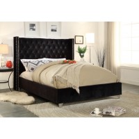 IF-5893 Black Velvet Double, Queen, King size bed. (Online only)