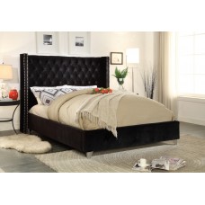 IF-5893 Black Velvet Double, Queen, King size bed. (Online only)