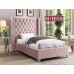 IF-5895 Pink Velvet Fabric All sizes Bed With Nailhead Details. (Online only)
