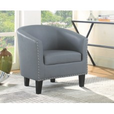 IF-6800  Tub Chair  Grey PU With Nail Heads. (Online only)
