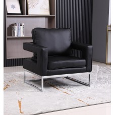 IF-6860 Black PU Accent Chair With Stainless Steel/Chrome finish. (Online only)