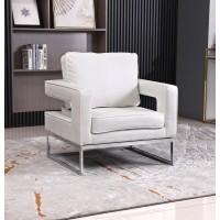 IF-6861 White PU Accent Chair With Stainless Steel/Chrome finish.(Online only)