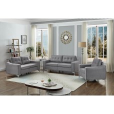 IF-8004  Grey Fabric 3 Pcs.Sofa set (Online only)