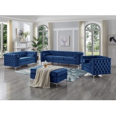 IF-8008 3 Pcs. Blue Velvet Sofa-Loveseat-Chair Set With Deep Tufting (Online only) 