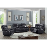 IF-8018  3 Pcs. Power Recliner Sofa Set. Grey Genuine Leather/Match. (Online only)