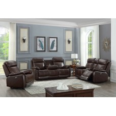 IF-8019 3pc Power Recliner Sofa Set .Brown Genuine Leather/Match. (Online only)