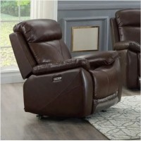 IF-8019 Power Recliner Chair. Brown Genuine Leather/Match. (Online only)