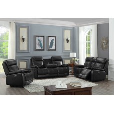 IF-8020 3pc Power Recliner Sofa-Loveseat-Chair Set .Black Genuine Leather/Match. (Online only)