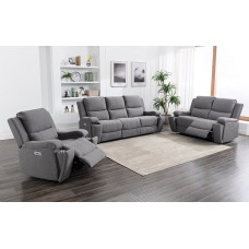 IF-8030  3pc Power Recliner  Sofa-Loveseat-Chair Set .Soft Grey Fabric. (Online only)