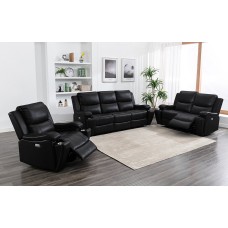 IF-8032 3 Pcs. Power recliner Sofa-loveseat-Chair Set. Black Leather Gel. (Online only)