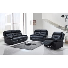 IF-8110  Recliner 3 pcs. Sofa Set Black Genuine Leather/Match  (Online Only)
