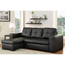 IF-9032 Black PU Sofabed Reversible Sectional with Storage (Online Only)