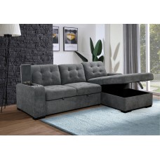 IF-9051 Grey Fabric RHF Sleeper Sectional Sofa Bed (Online only)