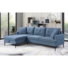 IF-9065 Soft Blue Fabric Left Hand Facing Chaise Sofa (Online Only)