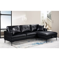 IF-9069 Black PU Right Hand Facing Chaise Sofa (Online Only)