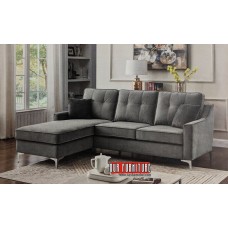 IF-9260 Reversible Grey Fabric Sectional Sofa (Online Only)