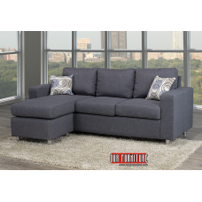 IF-9325 Grey Fabric Reversible Sectional Sofa with chrome legs accent pillows.(Online only)