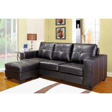 IF-9355 Reversible Sofa Sectional Black Bonded Leather with Contrast Stitching.(Online only)