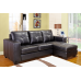 IF-9355 Reversible Sofa Sectional Black Bonded Leather with Contrast Stitching.(Online only)
