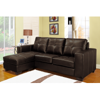 IF-9356 Brown Bonded Leather Sectional Sofa  with Contrast Stitching. (Online only)