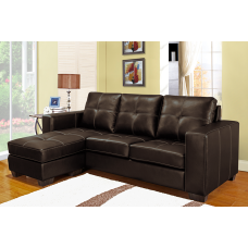 IF-9356 Brown Bonded Leather Sectional Sofa  with Contrast Stitching. (Online only)