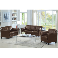 IF-8001 3 Pcs. Sofa, Loveseat, Chair Set. Brown PU. (Online only)