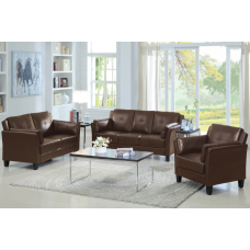IF-8001 3 Pcs. Sofa, Loveseat, Chair Set. Brown PU (Online only)