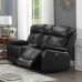IF-8020 3pc Power Recliner Sofa Set .Black Genuine Leather/Match. (Online only)