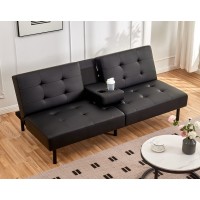 IF-8091 Soft Black PU Sofa Bed (Online Only)