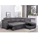 IF-9010  Soft Grey Fabric Right Hand Facing Chaise Sofa bed (Online only) 