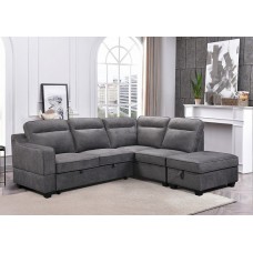 IF-9010  Soft Grey Fabric Right Hand Facing Chaise Sofa bed (Online only)
