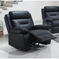 IF-8110 Recliner Chair Black Genuine Leather/Match (Online Only)