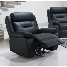 IF-8110 Recliner Chair Black Genuine Leather/Match (Online Only)