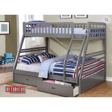 B-117-G Twin/Full Grey Bunk Bed Converts into 2 Beds. (Online only)