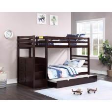 B-1890 Single/Single Espresso Wooden Staircase Bunk Bed.(Online only)