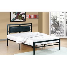 IF-141-B Black Metal Frame with padded  Headboard Single, Double, Queen Bed (Online only)