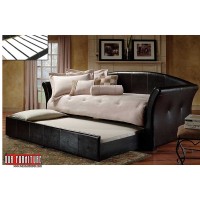 IF-315-B SINGLE  PU DAYBED WITH PULL -OUT TRUNDLE BED IN BLACK