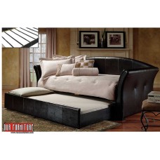 IF-315-B SINGLE  PU DAYBED WITH PULL -OUT TRUNDLE BED IN BLACK (EXCLUSIVE ONLINE SALE !)