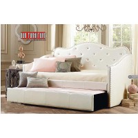 IF-319 SINGLE  PU DAY BED WITH RHINESTONES AND TRUNDLE BED BED