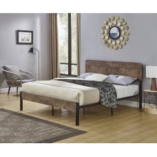 IF-5580 Wood Panel Bed with Black Steel Frame. Single, Double, Queen size. (Online only)