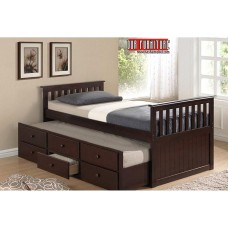 IF-314-E TWIN SIZE WOOD CAPTAIN BED INCLUDES PULL OUT SINGLE TRUNDLE BED. (EXCLUSIVE ONLINE SALE !)