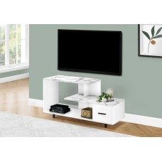 A-9062 TV Stand-48 "L/ White/White Marble top with 1 Drawer (Online only)