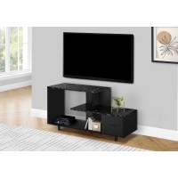 I 2610 TV Stand-48"L Black / Black Marble top with 1 drawer (Online only)