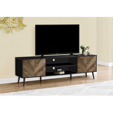 A-1872 TV stand-72"L Black  with 2 Wood-Look Doors (Online Only)